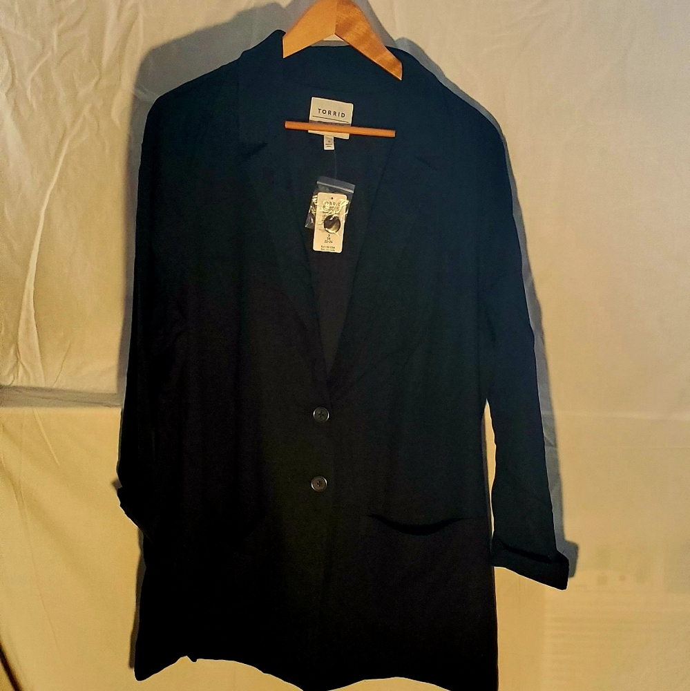 Torrid Black Linen Blazer